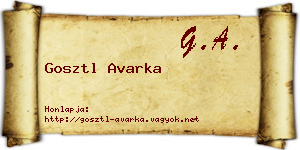 Gosztl Avarka névjegykártya